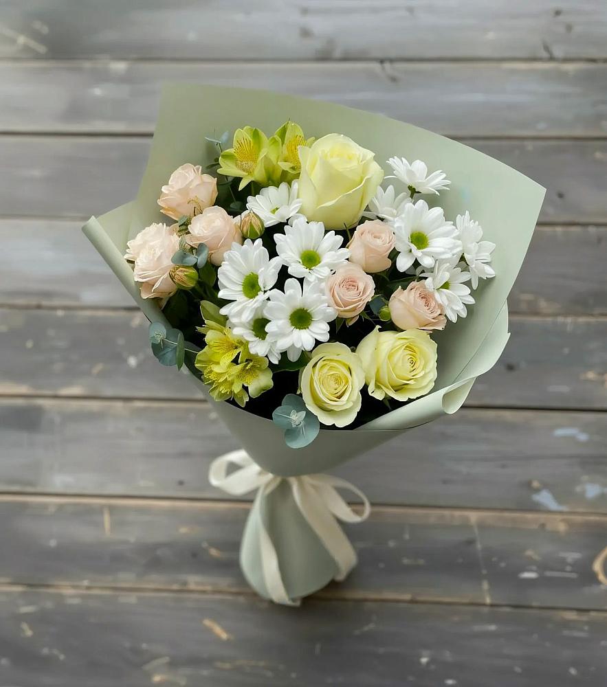 Букет цветов из: Альстромерии, Розы и Хризантемы в Усть-Ишиме
