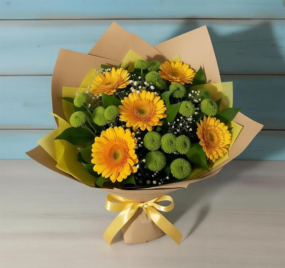 Букет цветов из: Герберы и Хризантемы в Усть-Ишиме