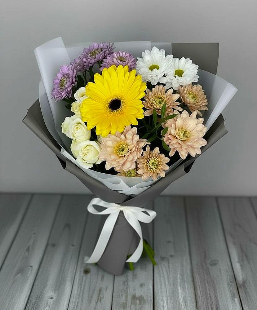 Букет цветов из: Розы, Герберы и Хризантемы в Усть-Ишиме