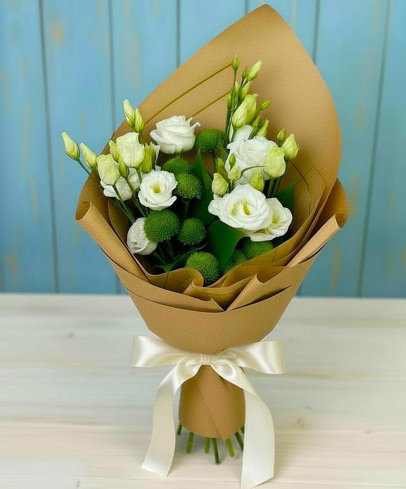 Букет цветов из: Хризантемы и Лизиантусы в Усть-Ишиме