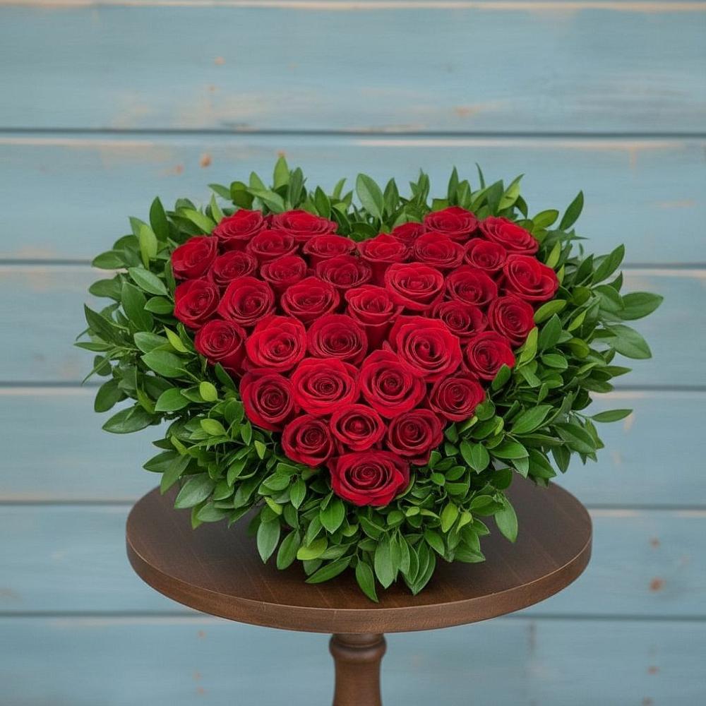 Цветочная композиция из Розы в виде сердца в Усть-Ишиме