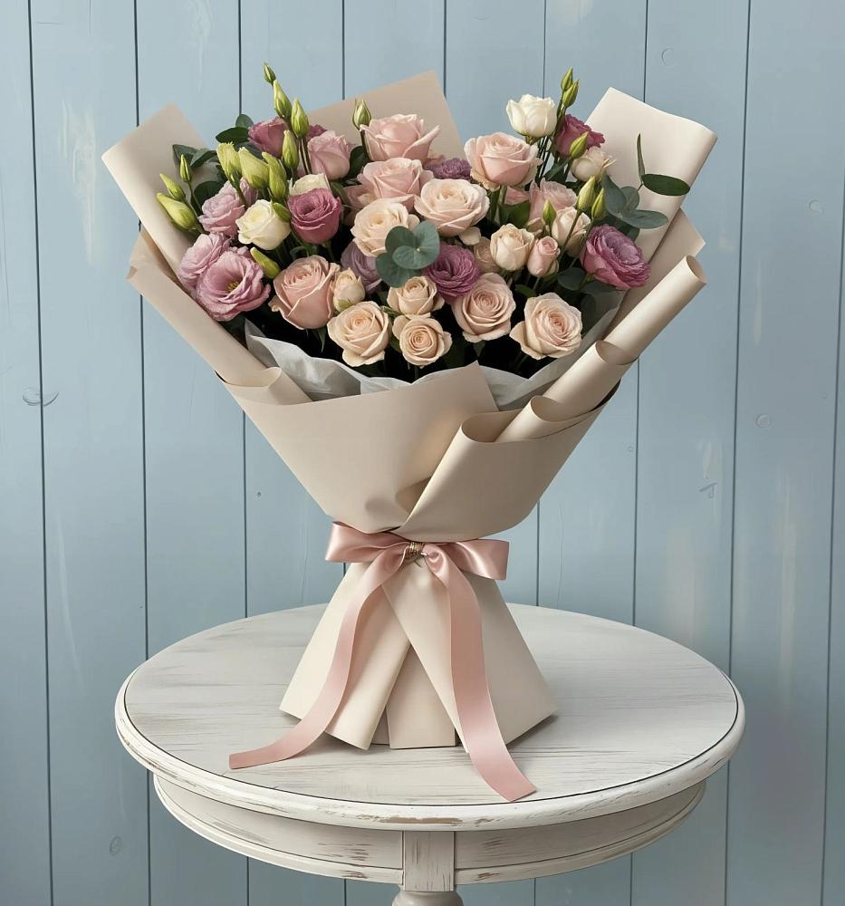 Букет цветов из: Розы и Лизиантусы в Усть-Ишиме