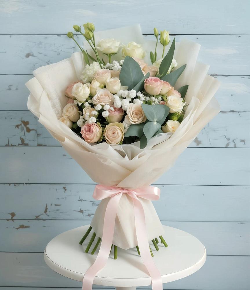 Букет цветов из: Розы и Лизиантусы в Усть-Ишиме