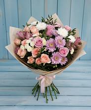 Букет цветов из:  Хризантемы, Розы и Альстромерии в Усть-Ишиме