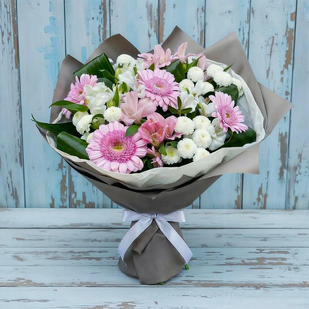 Букет цветов из: Герберы, Альстромерии и Хризантемы в Усть-Ишиме