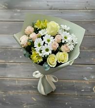Букет цветов из:  Альстромерии, Розы и Хризантемы в Усть-Ишиме